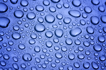 Water Drops close-up in blue