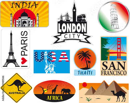 "stickers voyage" fichier vectoriel libre de droits sur la 