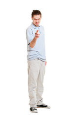 Fototapeta premium young man in blue t-shirt
