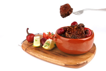 roast beef meat in pot