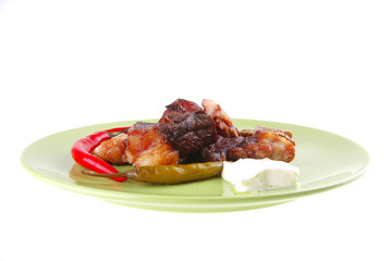 roast beef chunks on plate