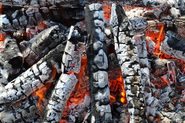 Coal resulted from burned wood for barbecue