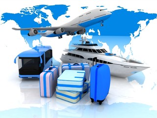 types of transport aircraft and suitcases