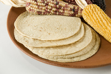 Mexican Tortillas over Clay Plate