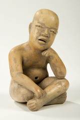 Ancient Precolumbian Clay figure Isolated
