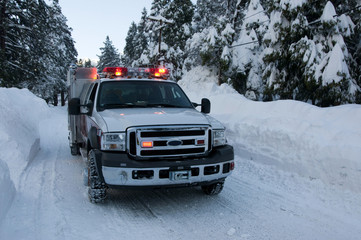 fire truck in snow