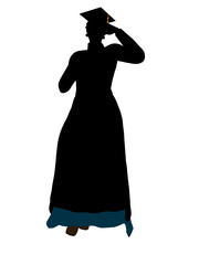 African American Graduate Illustration Silhouette