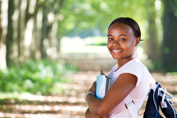 happy african uni student on campus