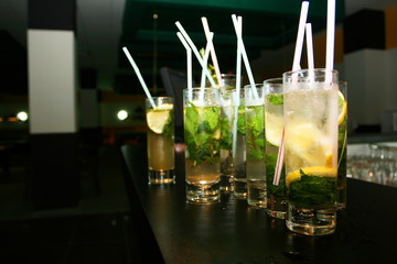 Cocktails on the bar desk