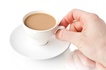 Coffee cup with a hand