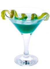 Blue Lagoon Cocktail isolated on white