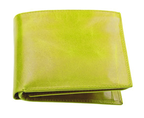 Yellow  leather wallet isolated on white