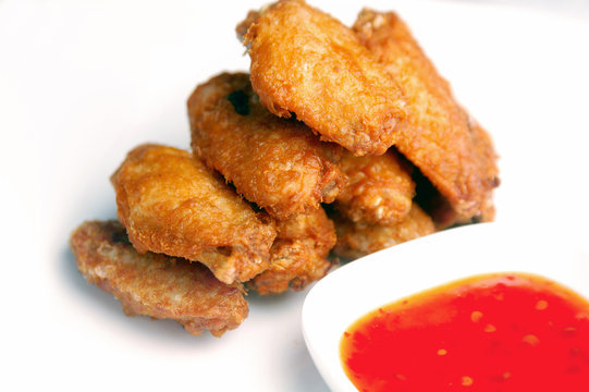 Asian style deep fried chicken with sweet chili sauce