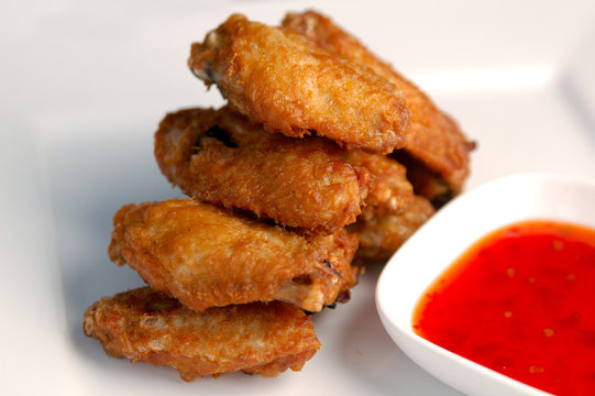 Asian style deep fried chicken with sweet chili sauce