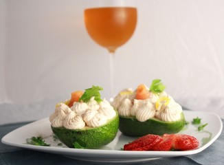 Salmon Cream on Avocado & Beer