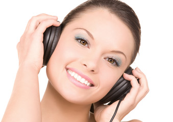 happy woman in headphones