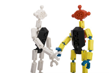 toy bricks people handshake