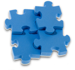 Blue puzzle with wood letter