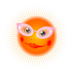 The beautiful smiling sun in pink glasse