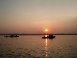 sunset on River Ganges