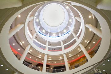 Interior in the shopping centre. Modern architecture