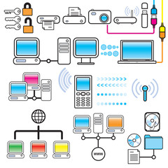 Vector Networking, Connectivity & Technology Design Elements Set