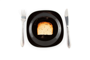Toast on black plate
