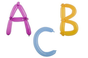Twisted balloon font part of full set upper case A,B,C