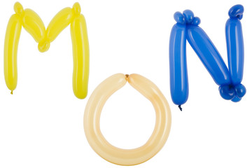 Twisted balloon font part of full set upper case M,N,O