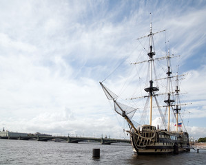 Vintage ship at harbor