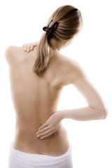 Naklejka premium Woman massaging pain back