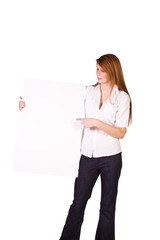 Woman Holding a Blank Sign