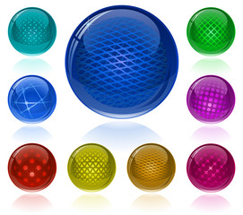 Glossy colorful abstract spheres with different patterns