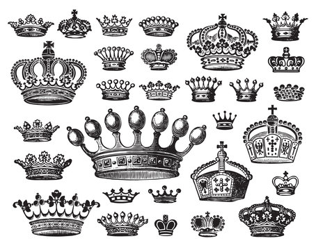 set of antique crown engravigs (vector)