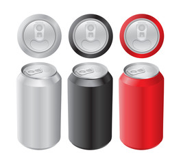 Three vector cans. No mesh, only gradient fill.