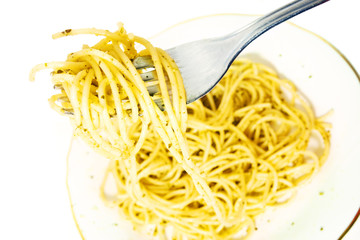 Spaghetti and pesto