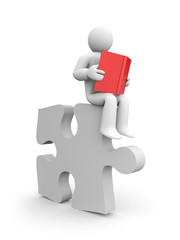 Person read the book on puzzle
