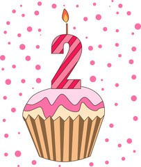 cup cake with numeral candles