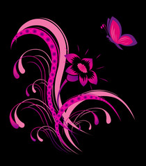 Abstract flower pattern with butterfly