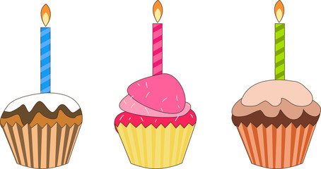 Cupcake with burning candle