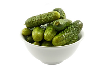 Bowl with marinated cucumbers