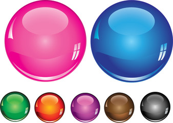 Vector collection of glossy buttons in various colors