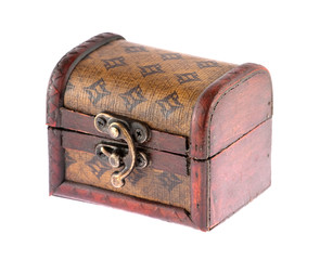 Wooden casket isolated on white background