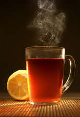 Hot tea with a lemon