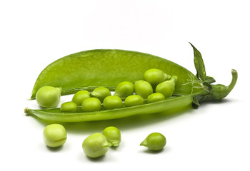 Fresh sugar snap peas isolated on a white background