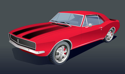 Plakat Old American Muscle car vector background
