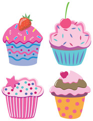 four vector cupcakes