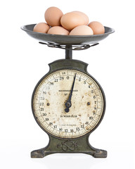 eggs on an old scale set
