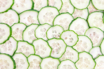 Slices of fresh cucumber.