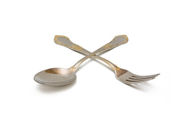 Spoon and fork isolated